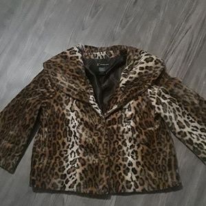 Leopard faux fur jacket